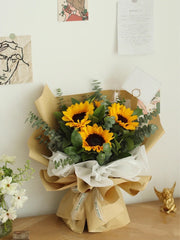 Sunflower With Eucalyptus Bouquet